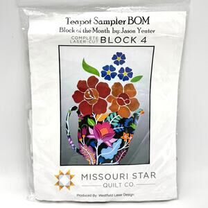 Flower Teapot Sampler Quilt Block of the Month Kit 4 w Cut Fabric Missouri Star